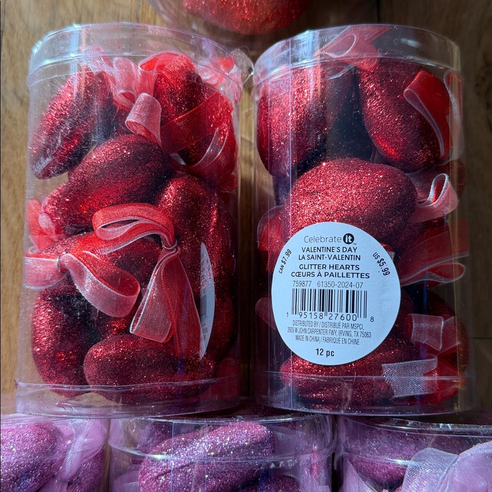 NWT Bundle of 6 Red and Pink Heart Ornaments Sets - 68pcs Total! ❤️💕 - Picture 6 of 11